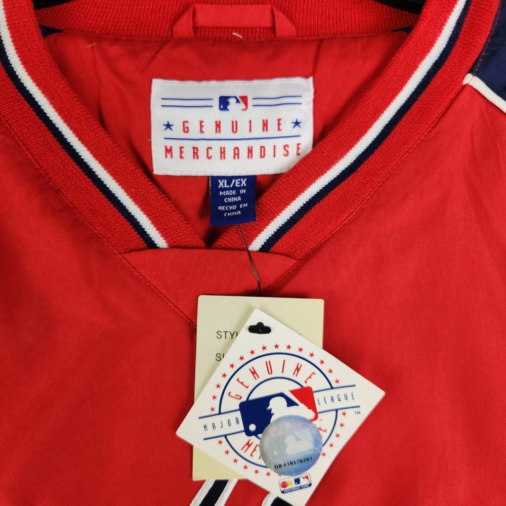 MLB St. Louis Cardinals Men's XL Red Navy Windbreaker Pullover V-Neck Side Zip - Picture 2 of 9